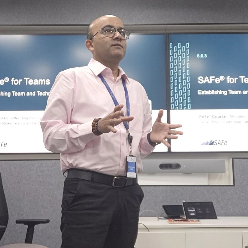 The founder is facilitating a workshop for a Digital client